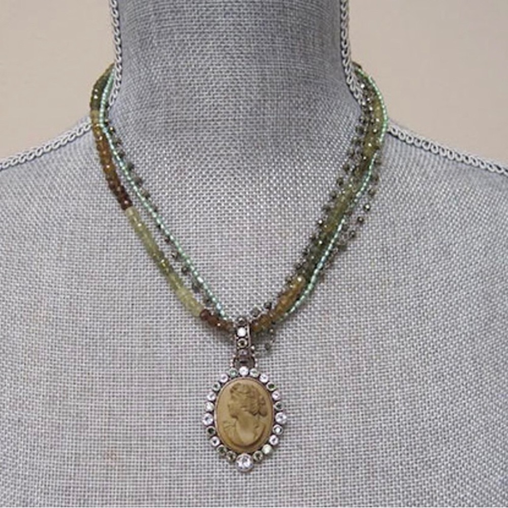 Mars and Valentine's Lava Cameo With Green Tourmaline Necklace-Boutique